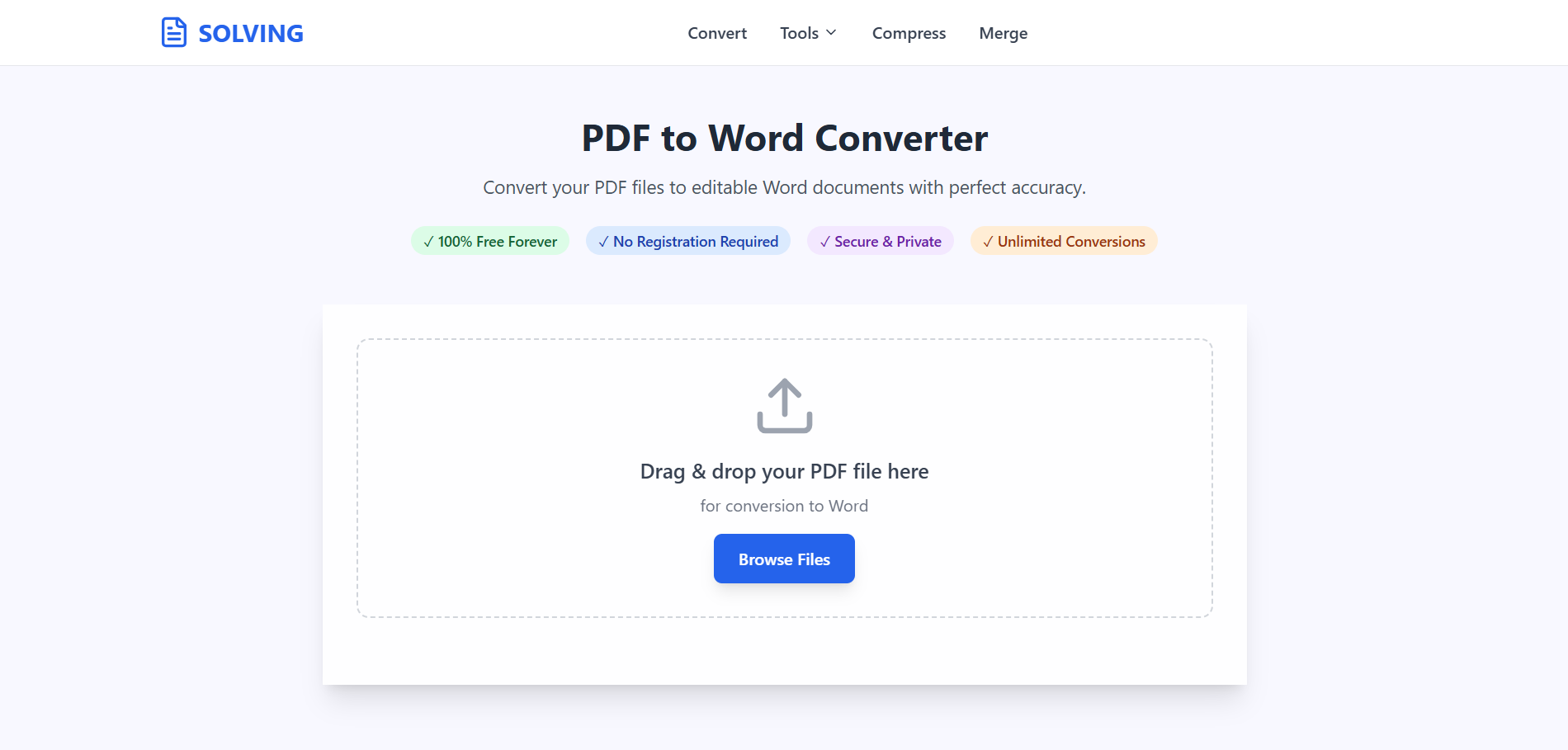 PDF to Word Interface