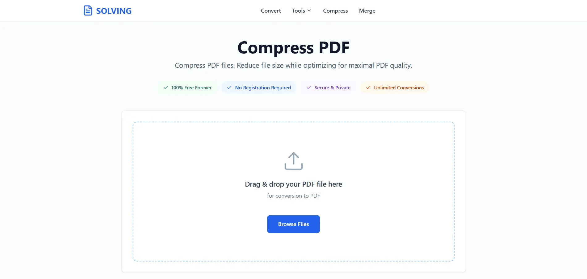 Compress PDF Interface