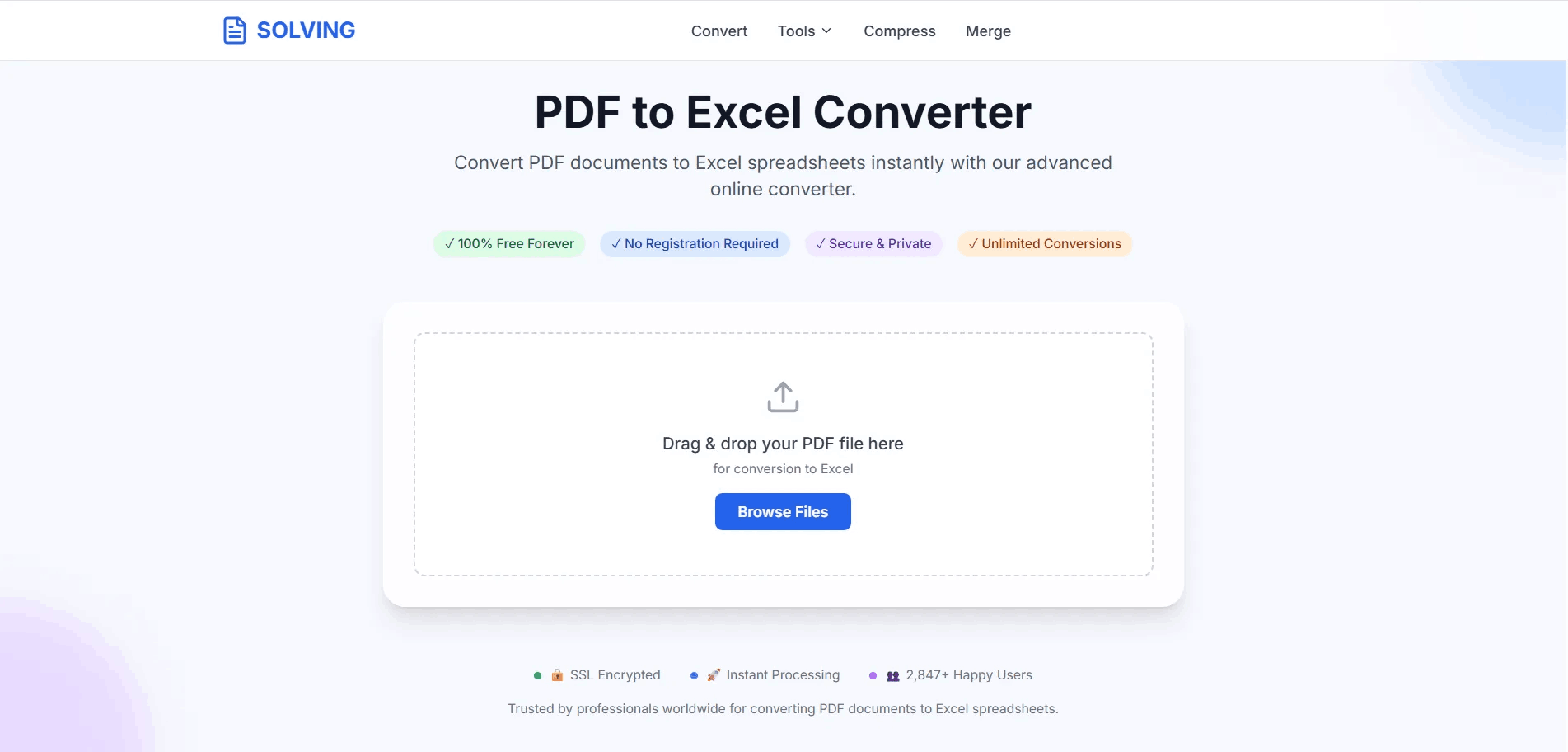 PDF to Excel Interface