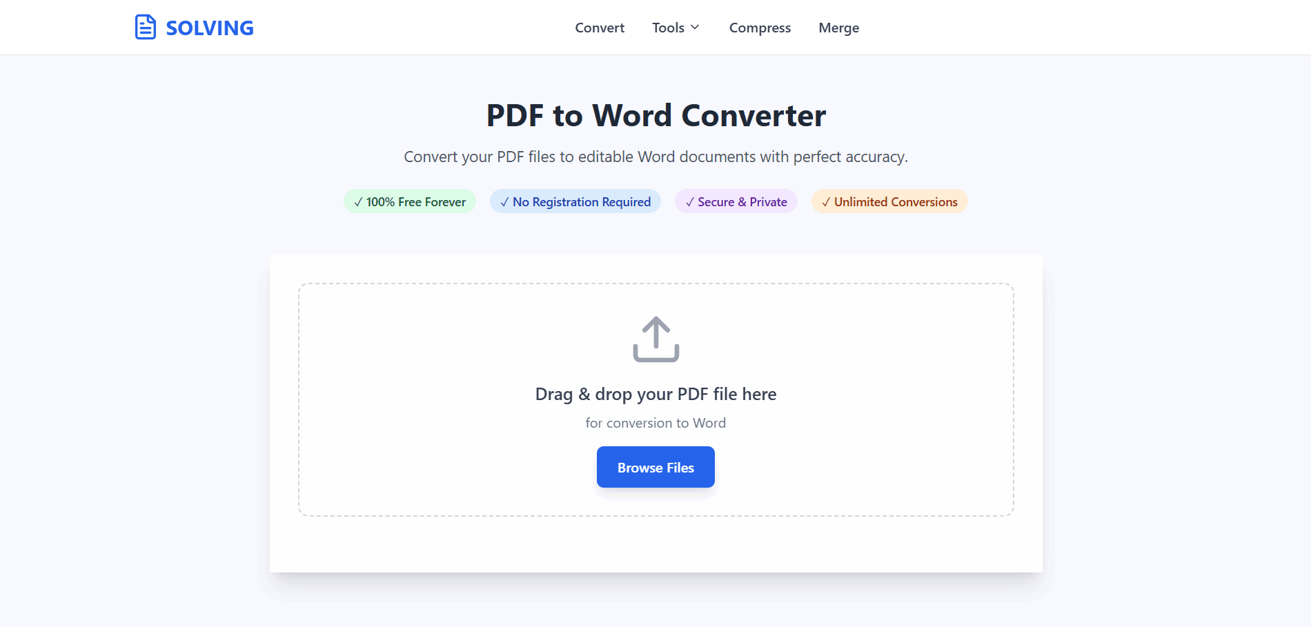 PDF to Word Interface
