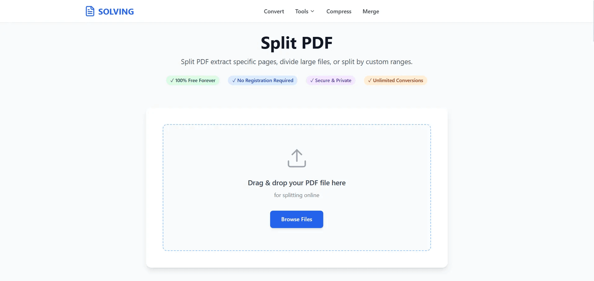 Split PDF Interface